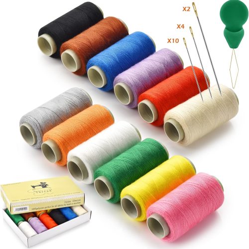 1 12 Color Sewing Thread Kit, Needle and Polyester Threads Small kit, with Needle Threader for Hand & Machine, DIY and Home
