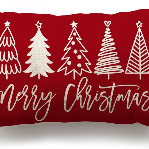 1 DFXSZ Merry Christmas Pillow Cover 12x20 Farmhouse Christmas Throw Lumbar Pillow Cover Decorations Christmas Tree Holiday Decor Case for Home Couch