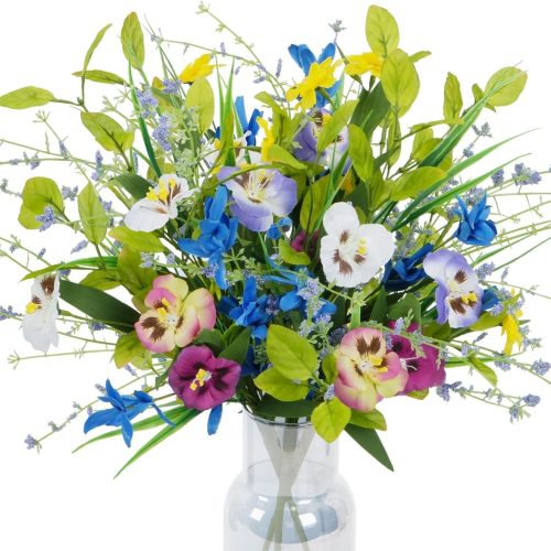 1 3 Bundles Artificial Flowers Silk Flowers Arrangements Fake Wildflowers with Stems Colorful Floral Mixed Pansies Wild Flower Bouquets for Party Indoor Vase Wedding Home Kitchen Table Decoration
