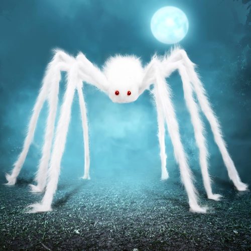 1 JOYIN Halloween Outdoor Decorations Giant Spider, Scary Large Spider Props for Yard Lawn Halloween Outside Decor and Indoor Party Decor, White (Standing Height is 15 inches)