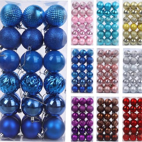 1 36 Pcs Christmas Ball Ornaments Navy Blue Christmas Ornaments Set for Christmas Tree Decorations Shatterproof Large Xmas Decorations Ornaments Bulk Balls 2.36" Hanging Decor for Xmas