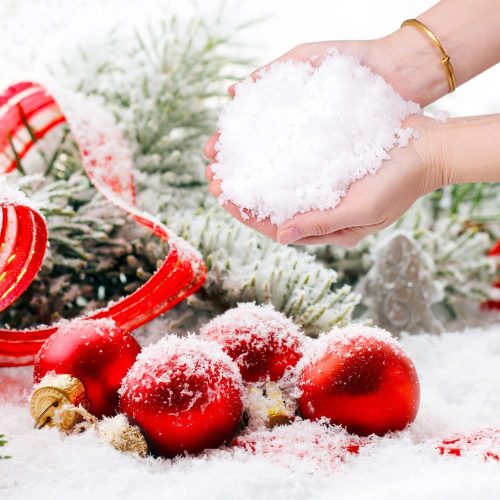 1 10.6 Ounces Fake Snow Decoration - Artificial Snow for Christmas Decoration, Fake Snow for Crafts Village Displays - Dry Plastic Snowflakes for Holiday Decor Craft Winter Displays