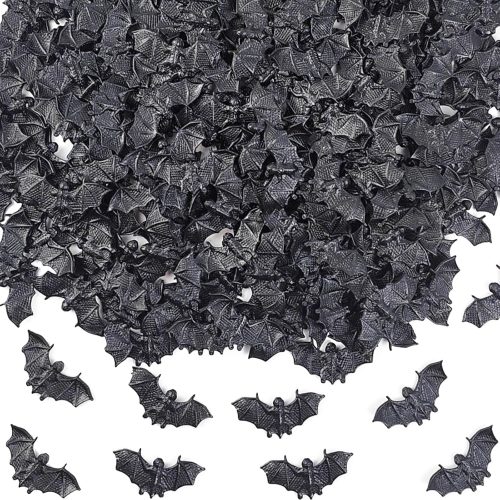 1 150PCS Black Bats Halloween Decoration Mini 3D Bat Plastic Toy Party Favor Artificial Bats for Crafts Creepy Scary Prank Toys