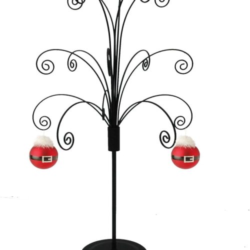 1 HOHIYA Ornament Tree Display Stand Holder Hanger 20 Inch Wire Hook Hanging Metal for Christmas Swarovski Crystal Glass Decorations Gift Black