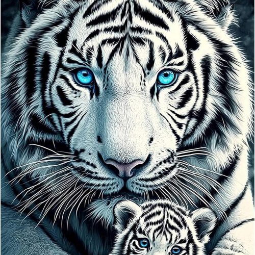 White Tiger Diamond Painting Kits for Adults, 5D Diamond Painting Animal Diamond Art Kits for Beginners, Full Drill Diamond Art Diamond Gem Diamond Painting Kits for Home Wall Decor 12x16Inch