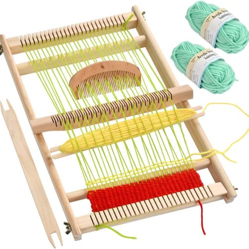 1 FOCCTS Wooden Multi-Craft Weaving Loom Large Frame 9.84 x 15.35 x 1.3inch, Tapestry Loom Wooden Weaving Loom Creative DIY Weaving Art for Kids, Beginners and Expertsrt