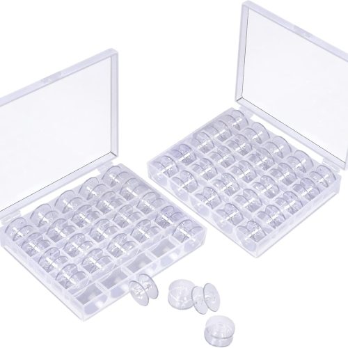1 50 Pcs Bobbins, Plastic Bobbins for Sewing Machine, Sewing Bobbins with Bobbin Case, Bobbin for Sin-ger/Bro-Ther, Bobbins for Singer Sewing Machine