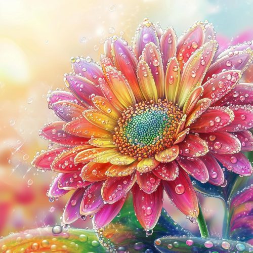 DIY Diamond Art Kit for Adults Daisy Flower, 5D Diamonds Painting Kit Craft Gem Art Colorful Flower Full Round Drill(13.8x13.8inch/35x35cm)