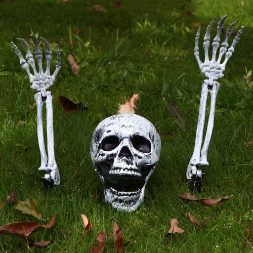 1 Scary Halloween Decorations Outdoor Skeleton Arms and Hands Life Size Skeleton Stakes with Spider Web Set for Halloween Yard Decorations Skeleton Outdoor Halloween Decor