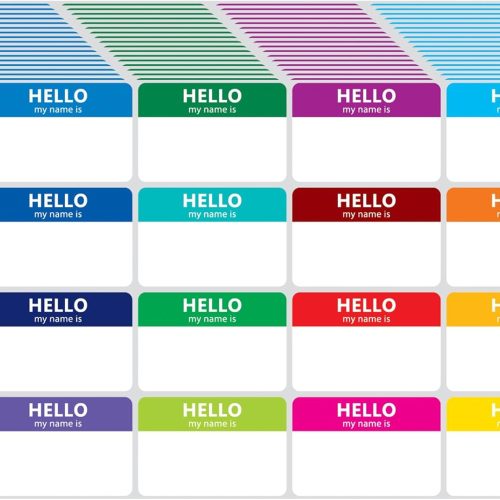 1 400 Pcs Name Tags Colorful Sticker-16 Colors (3"x2") Hello My Name is Peel & Stick Identification Badges for School, Office, Conferences & Family Parties.