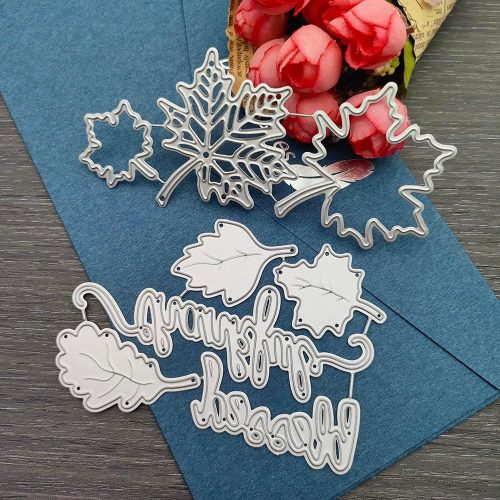 1 Thanksgiving Fall Metal Die Cuts for Card Making Embossing Stencils Includes Maple Leaf Die Cuts Stencils Fall Leaves Cut Dies Thankful Word Cut Dies for DIY Scrapbooking