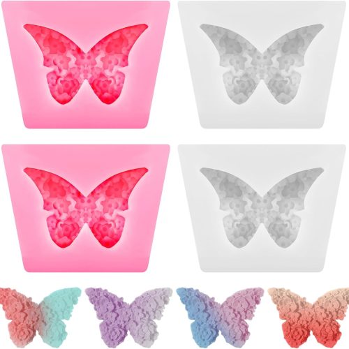 1 4 Pcs Flower Butterfly Silicone Molds 3D Butterflies for Crafts 3D Floral Butterfly Candle Molds for Candle Making Epoxy Resin Mold for DIY Scented Candles Clay Craft Plaster Soap
