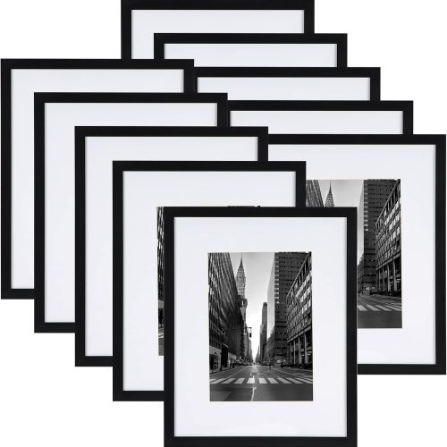 1 Giftgarden Black 8x10 Picture Frame Set of 10, Matted to 5x7 Picture with Mat or 8x10 Photo without Mat, Multi Frames for Gallery Wall Tabletop Display