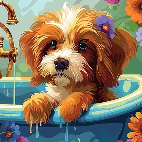 Paint by Numbers for Kids & Adults & Beginner Painting Gift Kits - L 16"×W 20" Colorful Cute Dog Painting Kits