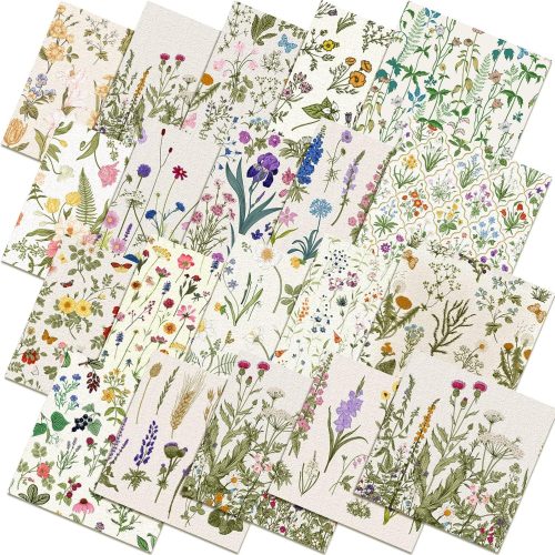1 HunnmingRe 20 Pcs 10''x10'' Wildflower Quilting Fabric Square Wildflower Quiltted Fabric Bundle Multicolor Precuts Printed Patchwork Supplies for Holiday DIY Sewing Craft