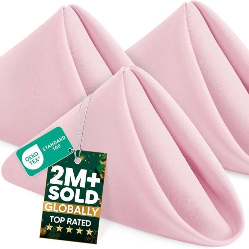 Pink Cloth Napkins (12 Pack, 20x20 Inches), Ideal Dinner Napkins for Party, Wedding and Lunch/Dinner