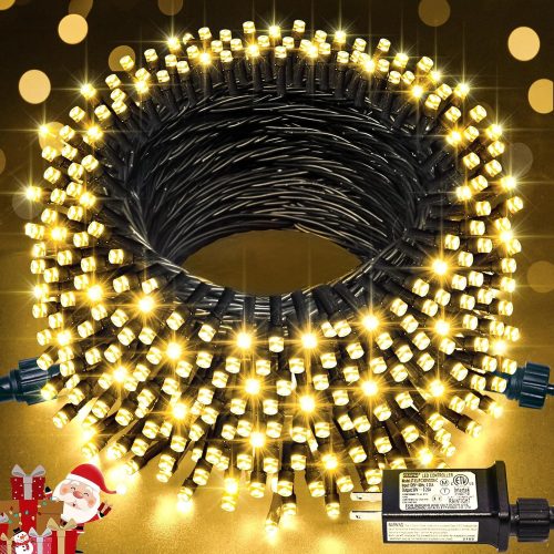 66ft 200 LED Christmas Lights Outdoor, Warm White Christmas Tree Lights Indoor Plug in, 8 Modes Twinkle String Light for Outside Bedroom Wedding Party Classroom Dorm Ceiling Home Decorations