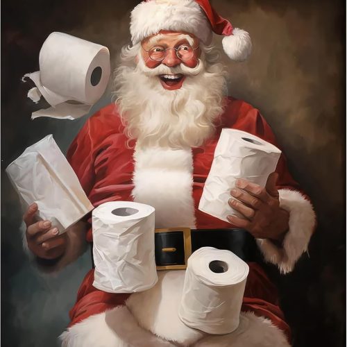 Funny Bathroom Wall Art Diamond Painting Kits for Adults, 5D Christmas Santa Diamond Art Kits for Beginner, DIY Full Round Drill Diamond Dots Gem Painting Kit for Home Wall Decor 12x16 Inch
