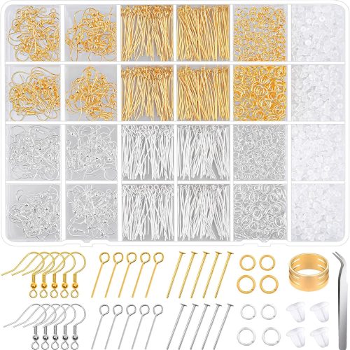 Hypoallergenic Earring Making Kit, modacraft 2000Pcs Earring Making Supplies Kit with Hypoallergenic Hooks, Earring Findings, Backs, Pins Jump Rings for Jewelry Making Supplies