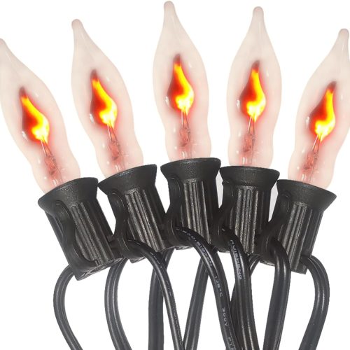 Christmas Flickering Flame Lights 10FT Vintage Christmas Light with 10 Flame Bulb Lights, Plug in Connectable Flicker String Light for Indoor Outdoor Party Patio Xmas Halloween Decor