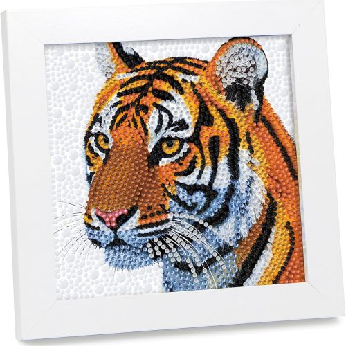 Diamond Art Kits for Kids Ages 8-12,6 Inch DIY Gem Art Painting with 7 Inch Frame, Complete Starter Kit for Beginners, Creative Arts & Crafts Gift for Girls & Boys (Tiger)