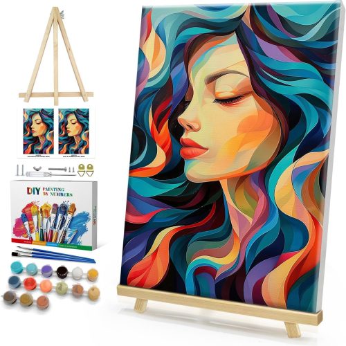 Framed Paint by Numbers Kit for Adults, Woman Butterfly Paint by Numbers Kit for Adults with Easel, DIY Acrylic Paint by Number with Frame, Adult Paint by Number Kits Framed Canvas 8x12 Inch