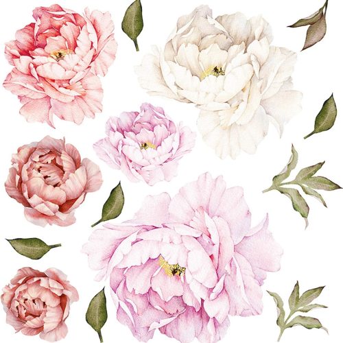 Nother Peonies Wall Decals Peony Floral Wall Decal Rose Bouquet Flowers Peel and Stick Wallpaper for Sofa Background Fresh Tulip Flowers Vintage Giant Wall Sticker Modern Room Decor 1