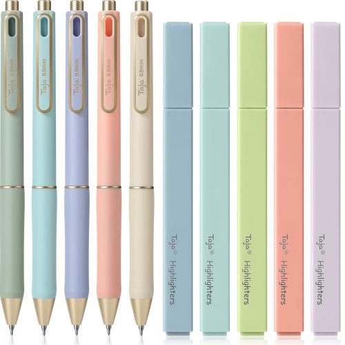 12 Pack Bible Highlighters and Gel Pens Set, 6 No-Bleed Aesthetic Pastel Highlighters and 6 Black Ink Pens for Bible Study, Journaling, School and Office Supplies