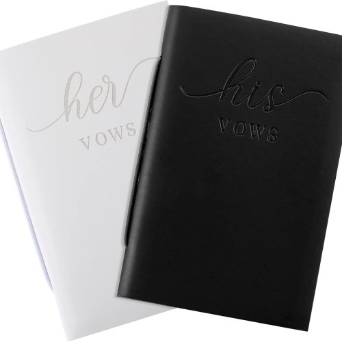 2 Pcs Wedding Vow Journals His and Hers Vow Journals for Wedding Vows Journal Wedding Day Officiant Journals 5.9 x 3.9 Inch, Bridal Shower Gifts, Wedding Keepsake, 50 Pages/Pcs (White, Black)