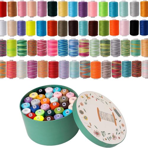 60-Color Sewing Thread for Sewing Machine,All Purpose 1000 Yards Each Spool,Multi Color 40wt Polyester Sewing Machine Thread,140S/2,Polyester Assortment for Hand Stitching, Quilting