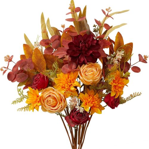 Anna's Whimsy 10PCS Artificial Flowers Bouquets, Artificial Silk Flowers Bouquets, Home Table Decorations,Artificial Plants Indoor, Wedding Centerpieces Bouquet Flowers Arrangement Decorations