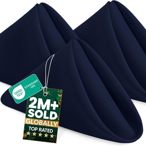 Utopia Home Navy Blue Cloth Napkins (12 Pack, 20x20 Inches), Ideal Dinner Napkins for Party, Wedding and Lunch/Dinner