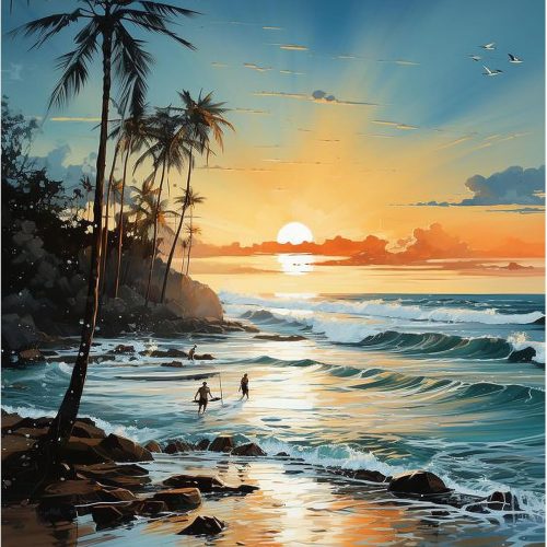 PRASIO Paint by Numbers Kit for Adults Beginner, Beach Paint by Number, DIY Acrylic Adult Paint by Number Kits on Canvas for Home Decor Gift 16x20 Inch