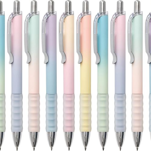 Gel Pens Fine Point 0.7mm Black Ink Gel Pen Retractable Cute Pens for Smooth Writing School Office Supplies, Pack of 12