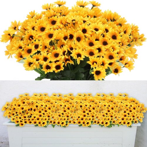 Hotop 24 Bundles Artificial Sunflower Flowers 12 in Bulk Fake Mum Flowers with 22 Small Daisy No Fade Faux Silk Fall Flowers for Autumn Indoor Outdoor Home DIY Table Centerpieces Wedding Decor