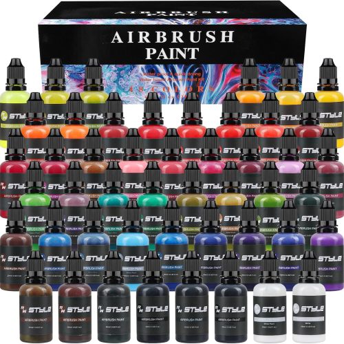Airbrush Paint - 48 Colors Airbrush Paint Set 1fl oz, Opaque & Brilliant Colors, Leather & Shoe Acrylic Air brush Paint Kit Ready to Spray Water Based for Artists Beginners Hobbyist