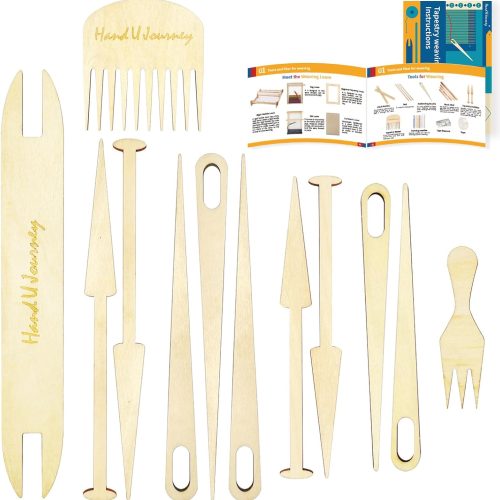 HADN U Journey 12 Pieces Weaving Loom Tools Set with 14-Page Instruction Book – Beginner-Friendly DIY Knitting and Weaving Craft Kit for Adults