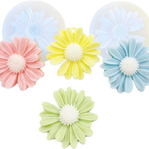 Moldes para velas Daisy-Shaped Candle Molds 2-Pack Silicone Molds for Resin/Wax/Soap Making Reusable DIY Handmade Craft Gift - Non-Stick & Easy
