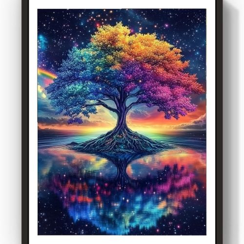 FILIGE 5D Diamond Art Kits for Adults 12x16inch Square Full Drill DIY Flower Landscape Gem Art Paint Crafts Home Wall Decor Holiday Gift for Beginners(Rainbow Tree)