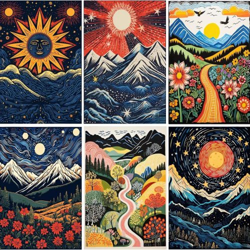 1 Diamond Painting Kits Art Adults Painting Kit Crafts DIY 5D Diamond Art Packs Kits Full for Adults Beginner Home Wall Decoration Gift 11.8x15.7 Inches (6 Pack Landscape Abstract)