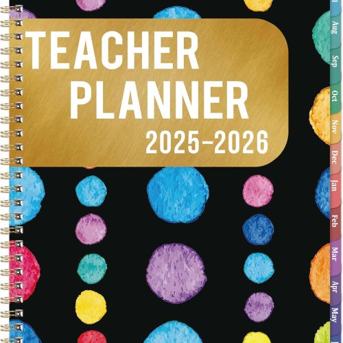 1 2025-2026 Teacher Planner - Teacher Lesson Planner 2025-2026, Weekly & Monthly Lesson Plan Book for Teacher, July 2025 - June 2026, 9" x 11", Academic with Colorful tabs for Teachers - Black
