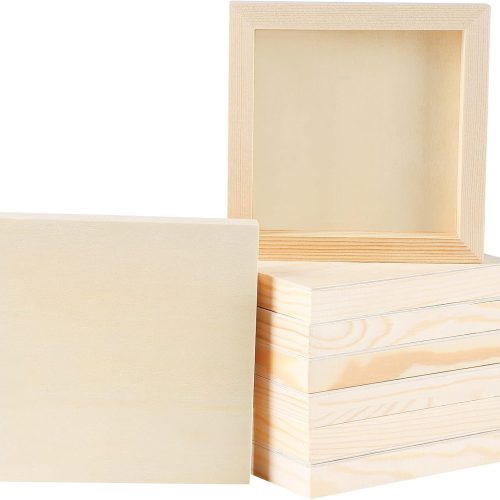 1 ADXCO 8 Pack Wood Panels 6 x 6 Inch Unfinished Wood Canvas Wooden Panel Boards for Painting, Pouring, Arts Use with Oils, Acrylics
