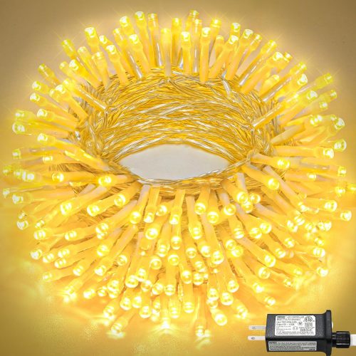 1 66FT 200 LED Christmas Lights Outdoor, Plug in Christmas String Lights Indoor, Waterproof & 8 Modes & Timer Function, Connectable Twinkle Lights for Indoor Room Garden Wedding Decorations, Warm White