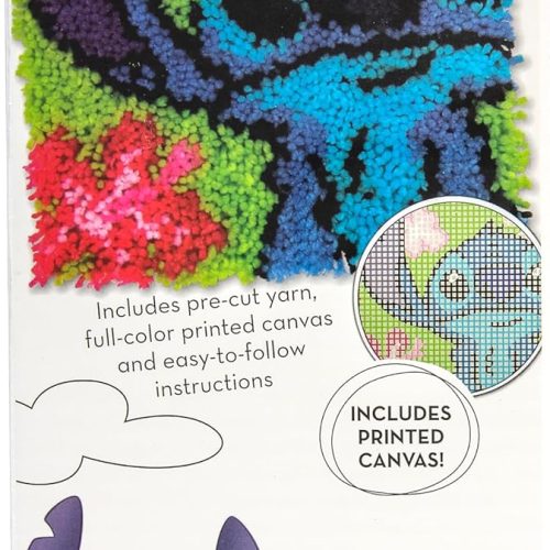 1 Dimensions 72-75542 Disney's Lilo and Stitch Latch Hook Kit for Beginners, Finished 12'' x 12'', Multicolor