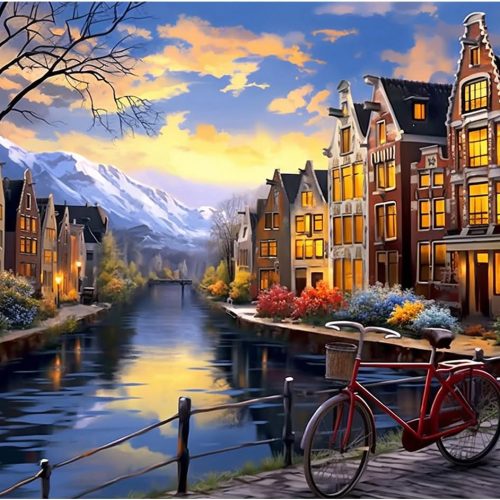 changjiawujin City Diamond Painting Kits for Adults Landscape,Town House Diamond Art Kits for Adults Beginners,DIY 5D Gem Art Paints with Diamond Home Wall Decor 12x16 inch
