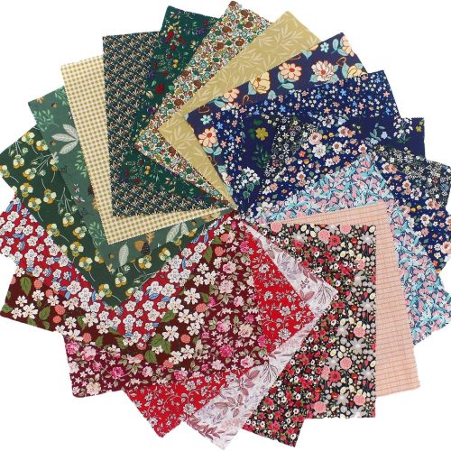 10x10 Quilting Fabric Squares - 42pc Dark Floral Cotton Fabric Bundle for Quilting, Sewing & Patchwork - Vintage Small Floral Prints 10 Inch Precut Squares in Multi-Color
