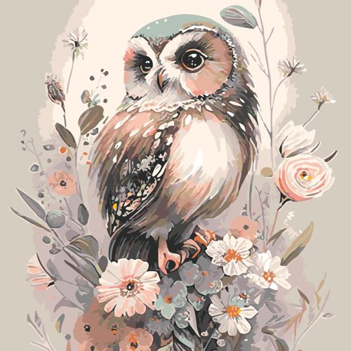 Mrnsiet Owl Paint by Number for Adult Kit, DIY Acrylic Paint by Numbers for Adults Beginner, Owl and Flowers Oil Painting by Number on Canvas for Home Wall Decor 16x20inch