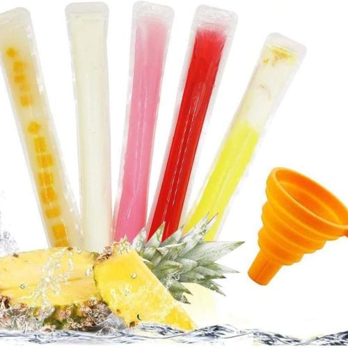 160 Disposable Ice Popsicle Mold Bags| BPA Free Freezer Tubes With Zip Seals | For Healthy Snacks, Yogurt Sticks, Juice & Fruit Smoothies, Ice Candy Pops| Comes With A Funnel (11"x2")