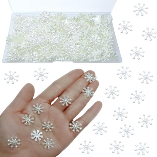 200 PCS Christmas Resin Snowflakes, Mini Snowflakes for Craft Plastic Pearl Snowflake Christmas Embellishment for DIY Craft Xmas Tree Winter Party Table Confetti Decor