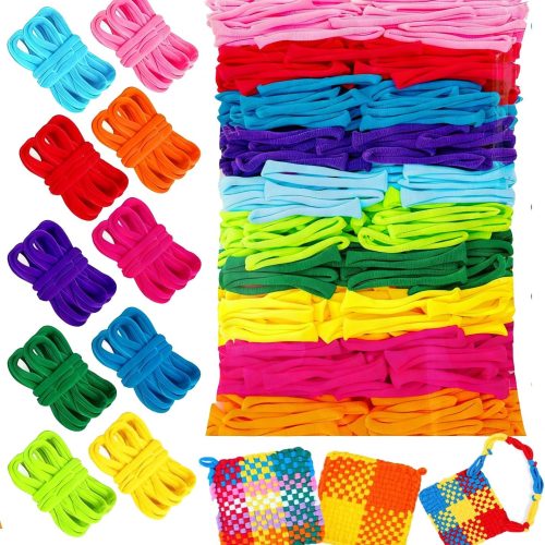 800 pieces Colorful Loom Loops Potholder Muti-colored Weaving Loom Loops Potholder Loop Elastic 6 7 inch Craft Loop for DIY Flexible Loom Kit Colorful Weaving Craft for Kids Adults DIY Crafts Supplies